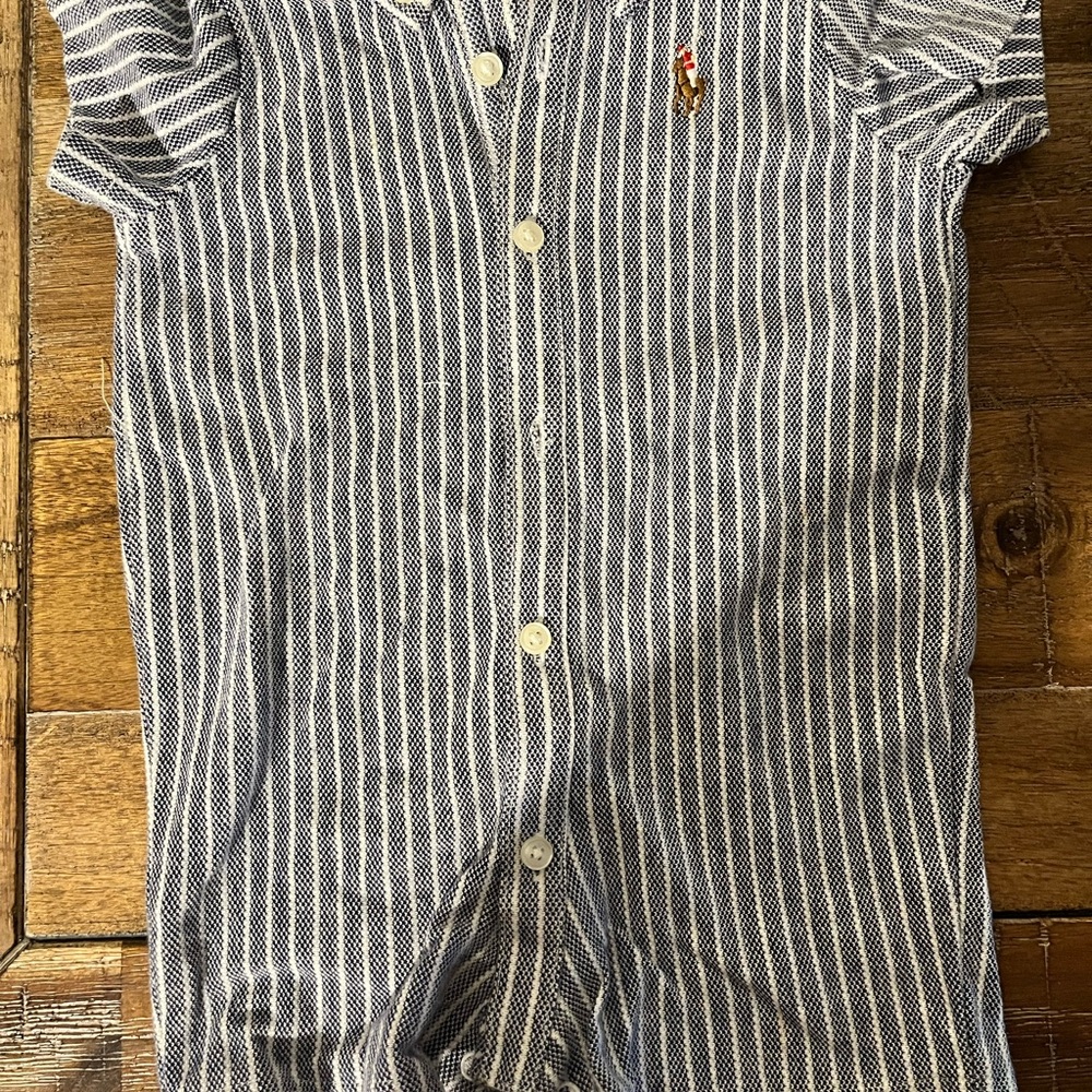 Ralph Lauren Blue and White Striped Kids One Piece